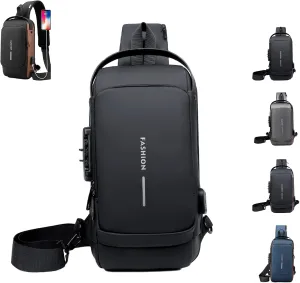 Auricz Sling Bag, Leyweio Waterproof Chest Bag, 2025 New Upgrade Carbon Fiber Streamline Anti-Theft Sling Crossbody Bag