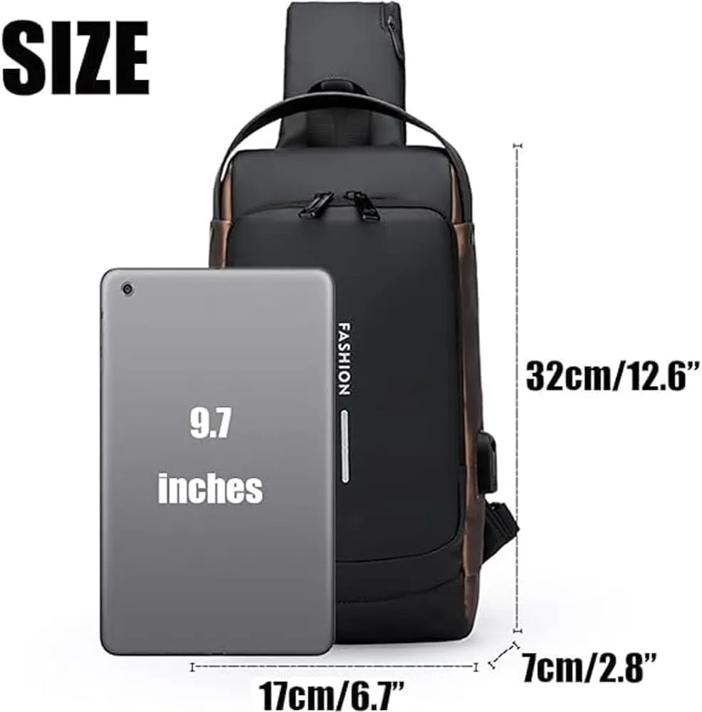 Auricz Sling Bag, Leyweio Waterproof Chest Bag, 2025 New Upgrade Carbon Fiber Streamline Anti-Theft Sling Crossbody Bag