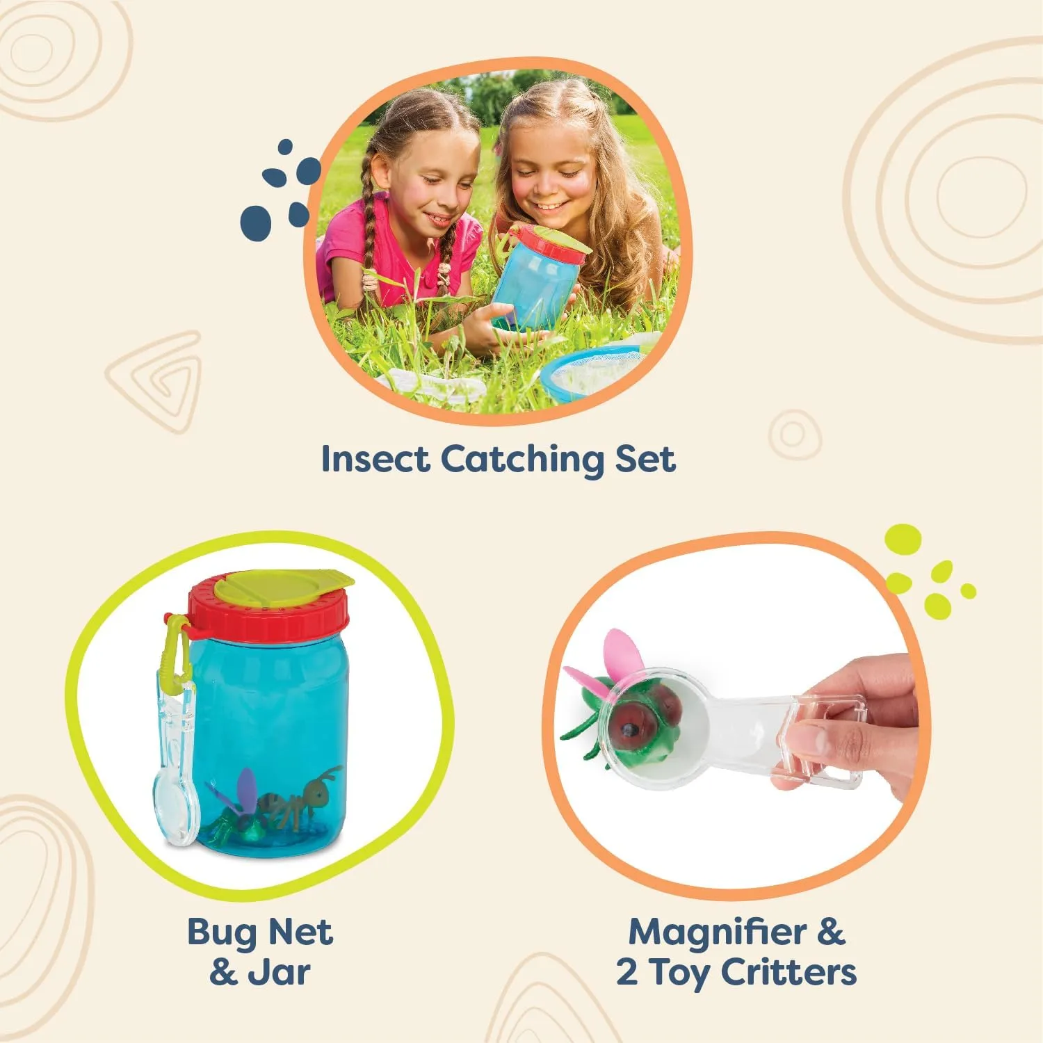 B. toys- Mini Catchers Kit- Bug Catching Kit – Insect Catching Set – Net, Jar, Magnifier – Outdoor Toys for Kids – 4 Years  