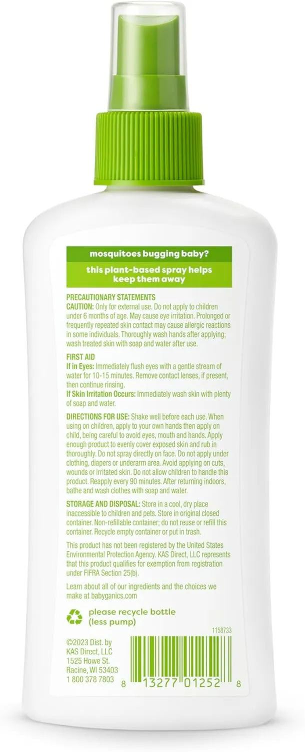 Babyganics Insect Spray, 6oz, 2 pack, Made with Plant and Essential Oils, Packaging May Vary