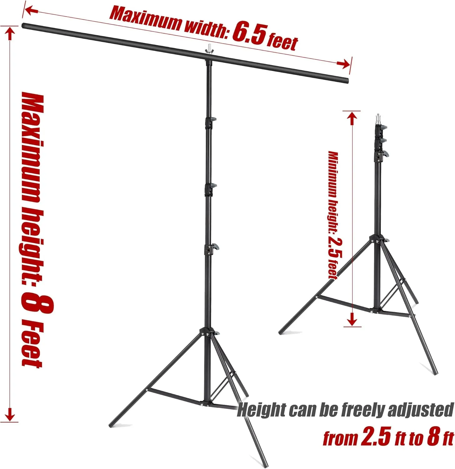 Backdrop Stand for Parties, 6.5X8 ft Heavy Duty T-Shaped Background Stand, Includes 4 Clamps, and Carrying Bag, EZLucky Adjustable Backdrops for Photography, Parties, Photo Booths & Projector Screens