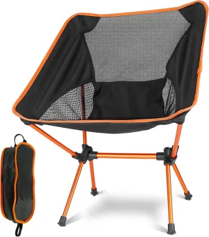 Backpacking Chair - Lightweight & Collapsible Chair for Camping, Hiking & Travel - Small Folding Chair with Anti-Slip Feet - Compact & Durable Chairs for Outside, Easy Setup Anywhere