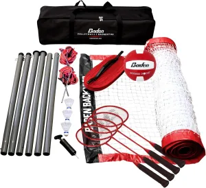 Baden Champions Volleyball/Badminton Portable Combo Set, 4 Raquets   3 Birdies   Boundary   Volleyball   Pump   Carry Bag