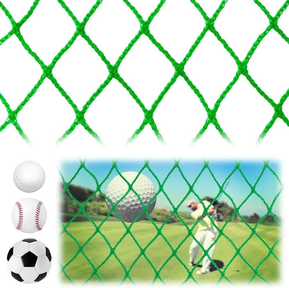 Ball Stop Sports Netting, Golf Driving Practice Baseball Backstop Net, 16 Ft x 33 Ft 1:2, Garden Barrier Backyard, Garage, Adjustable Fence No Tools Required, 1 inch Square Green