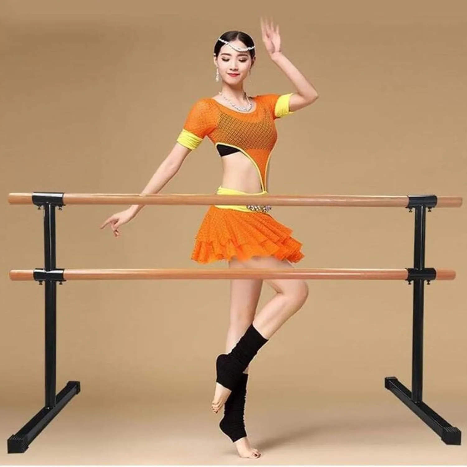 Ballet Barre,Adjustable Stretching Bars Freestanding Portable Barre for Dance, Exercise Kids and Adults (White 150cm)