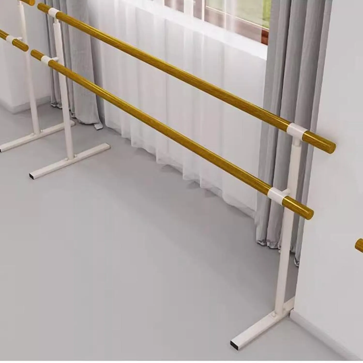 Ballet Barre,Freestanding Portable Ballet Bar, Home Dance Stretching Bar, Gymnastics Ballet Bar Adjustable 75-115cm, Fitness Ballet Equipment for Home Studio Dance (White Double 150cm)