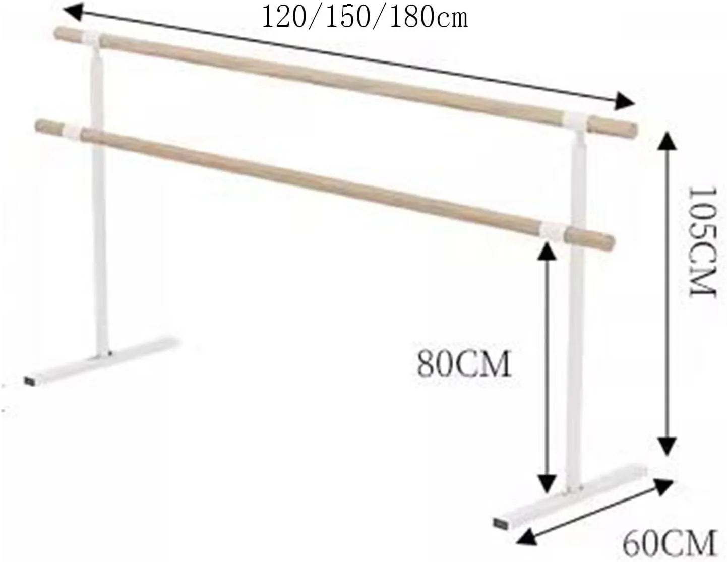 Ballet Barre,Freestanding Portable Ballet Bar, Home Dance Stretching Bar, Gymnastics Ballet Bar Adjustable 75-115cm, Fitness Ballet Equipment for Home Studio Dance (White Double 150cm)