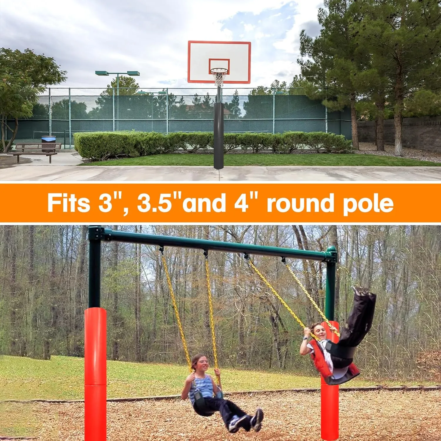 Basketball Pole Padding Heavy Duty Safety Pad for 3"- 5" Round Poles, Waterproof & Durable –Garage, Basement, Outdoor Court Safety Pad