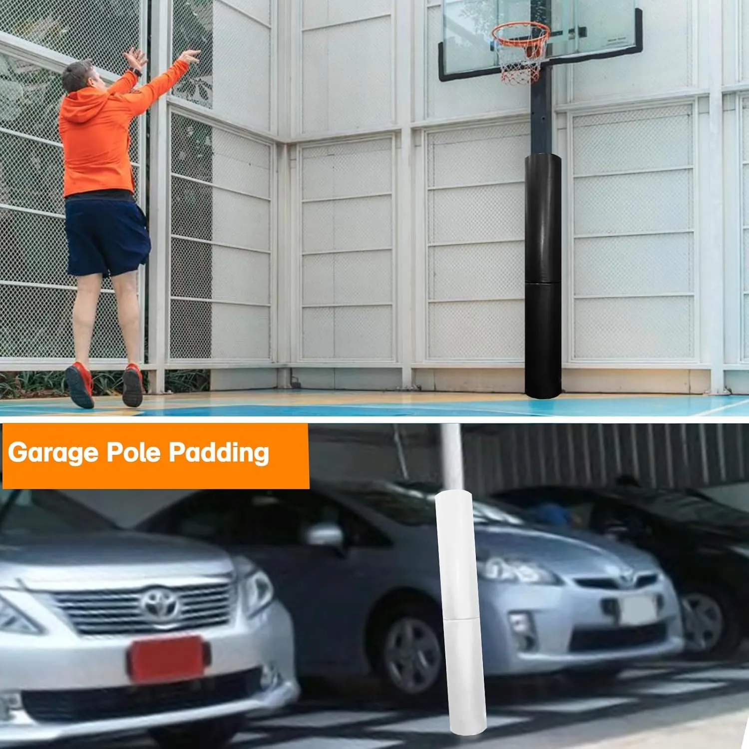 Basketball Pole Padding Heavy Duty Safety Pad for 3"- 5" Round Poles, Waterproof & Durable –Garage, Basement, Outdoor Court Safety Pad