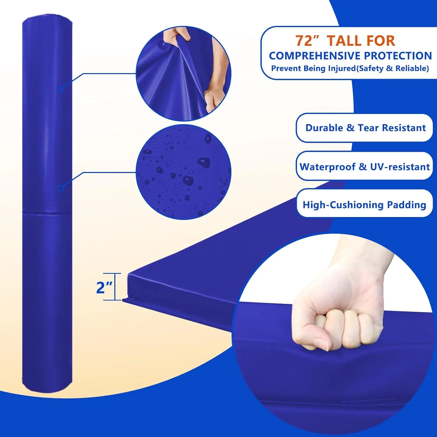 Basketball Pole Padding Heavy Duty Safety Pad for 3"- 5" Round Poles, Waterproof & Durable –Garage, Basement, Outdoor Court Safety Pad