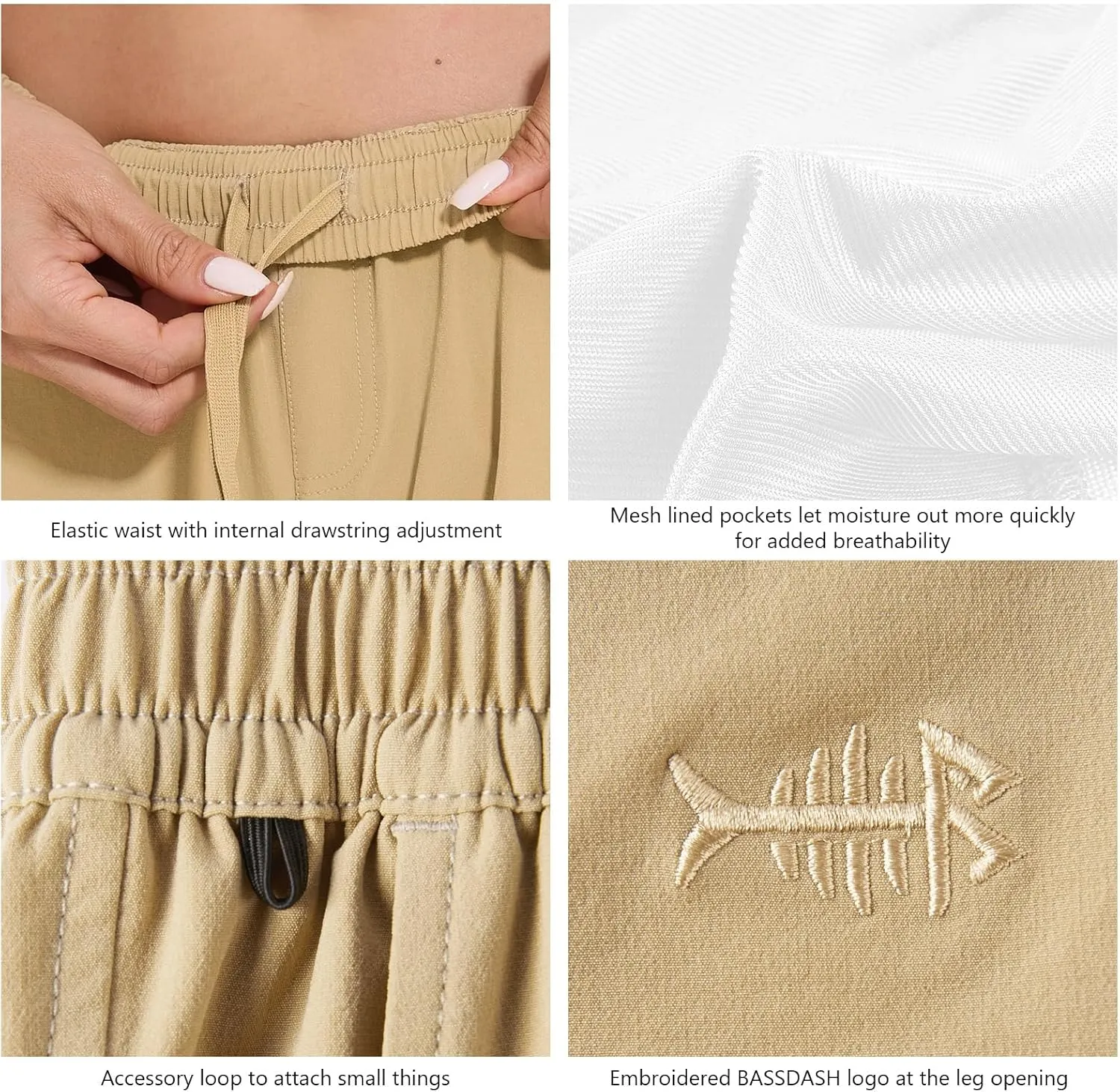 BASSDASH Women’s 5” Fishing Hiking Quick Dry Cargo Shorts with Zipper Pockets UPF 50  Water Resistant Summer Casual Shorts