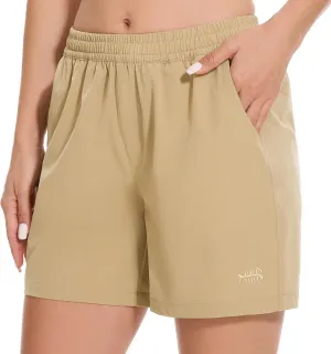 BASSDASH Women’s 5” Fishing Hiking Quick Dry Cargo Shorts with Zipper Pockets UPF 50  Water Resistant Summer Casual Shorts
