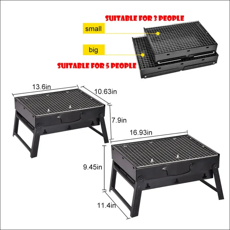 Bbq charcoal grill folding portable lightweight barbecue camping hiking picnics