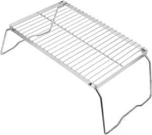 Bbq Grill Rack Portable Folding Stove Holder Stainless Steel Mesh Outdoor Baking Stand Versatile for Camping Picnic