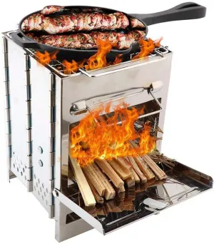 BBQ Grill Stainless Steel Folding Grill Portable Lightweight Stove for Camping Cooking for 1-3 People Outdoor Camping Party 15152