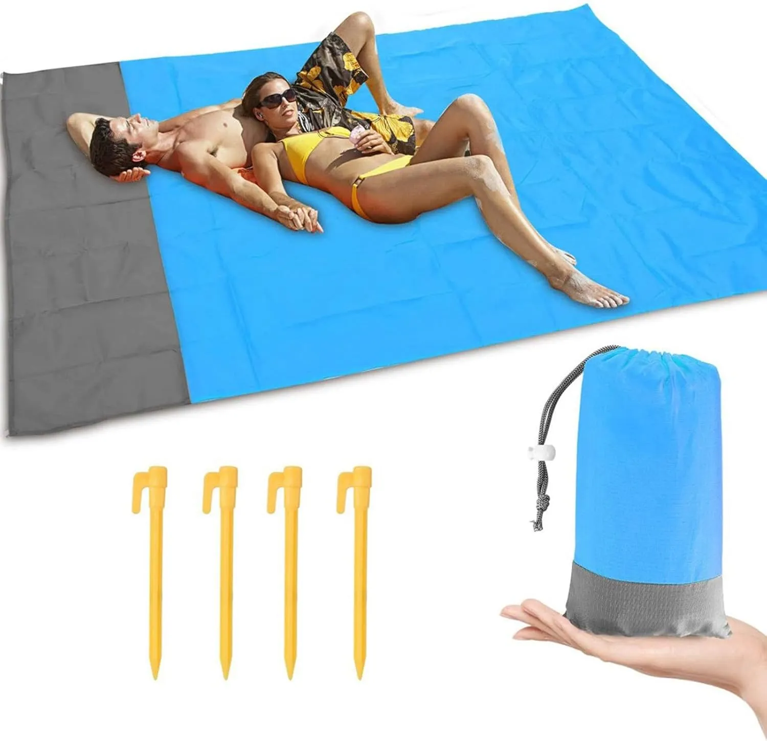 Beach Blankets, 80"×50" Waterproof Extra Large Sandproof Quick Drying Beach Mat with Storage Bag,Lightweight Picnic Mat,Durable Beach Blanket for Outdoor Hiking Travel Camping