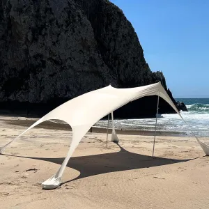 Beach Shade Sun Shelter by Skybed with Built-in Sand Bags - Lightweight, Durable, Small Pack Size - Fits in Carry-On Luggage - Easy, Simple Setup (Large (7'x7' - 70" Poles), Sand Dollar)
