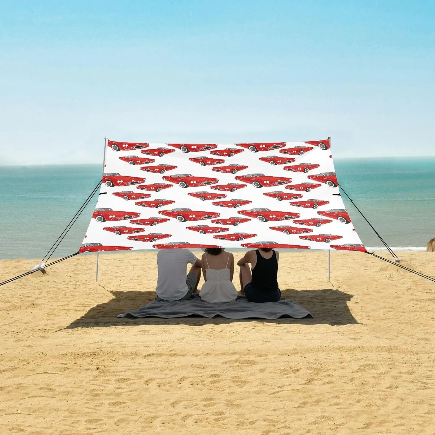 Beach Shade Tent with UPF50  UV Protection,Car Pattern Seamless Lightweight Camping Sun Shelter for Outdoor,Camping Trips, Fishing, Backyard,Picnics,Easy Set Up and Carry 9x10.5 FT