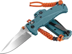 Benchmade - Mini Adira 18065 Outdoor Knife, Plain Edge with Depth Blue Grivory Handle (18065)