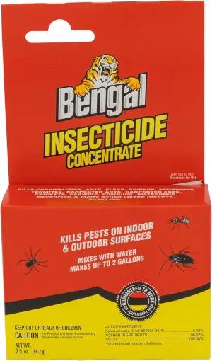 Bengal Insecticide Concentrate, Indoor and Outdoor Insect Killer, Makes 2 Gallons, 2 Oz. Liquid Concentrate