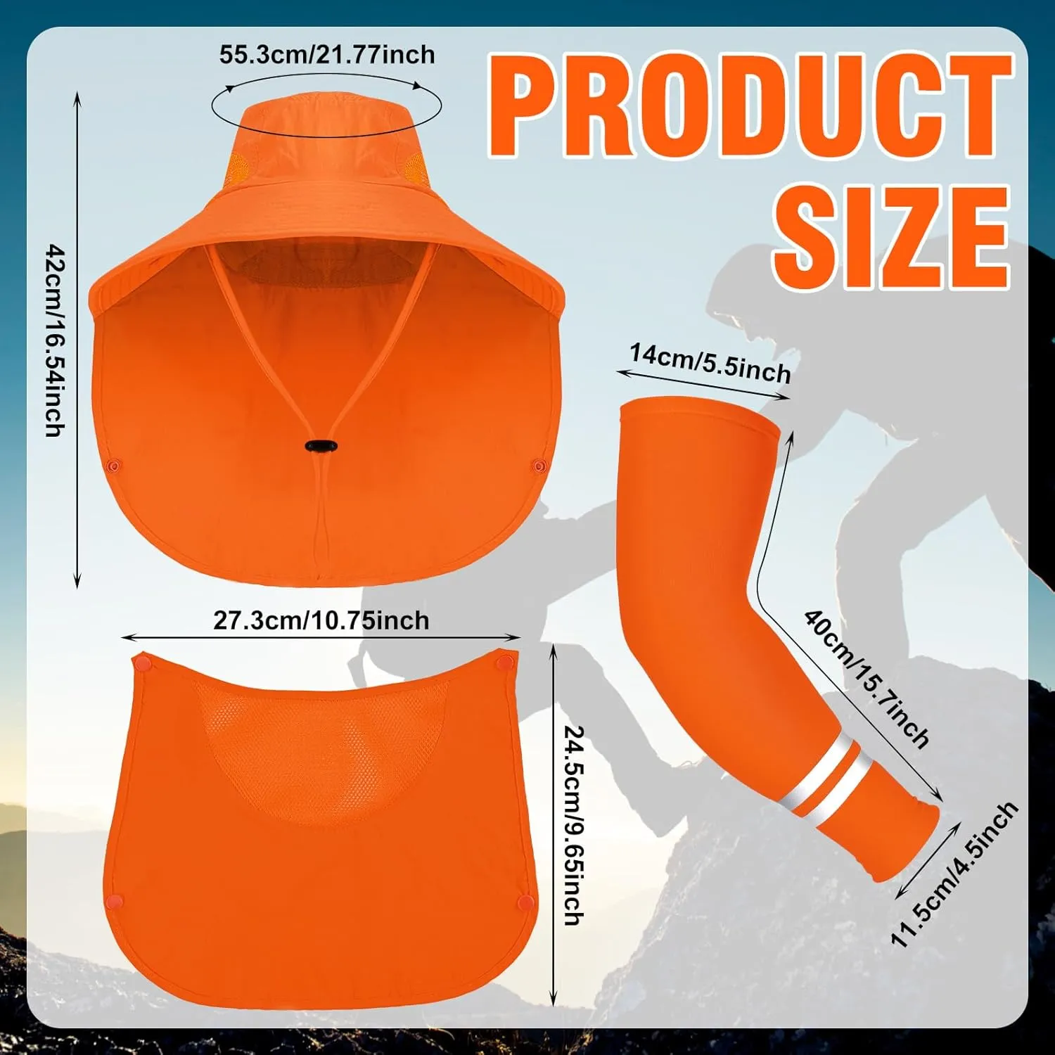 Berlune 6 Pcs Sun Hat Fishing Hats with Face Cover and Arm Sleeves Outdoor Hiking Hat UV Protection