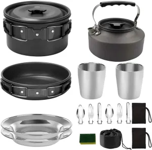 BESPORTBLE Practical Barbecue Cooker Cooking Set for Barbecue Compact Camping Cookware for 2-3 People
