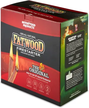 Betterwood 10 Pound Fatwood Natural Pine Firestarter 1 Pack for Campfire, BBQ, or Pellet Stove, Non Toxic and Water Repellent