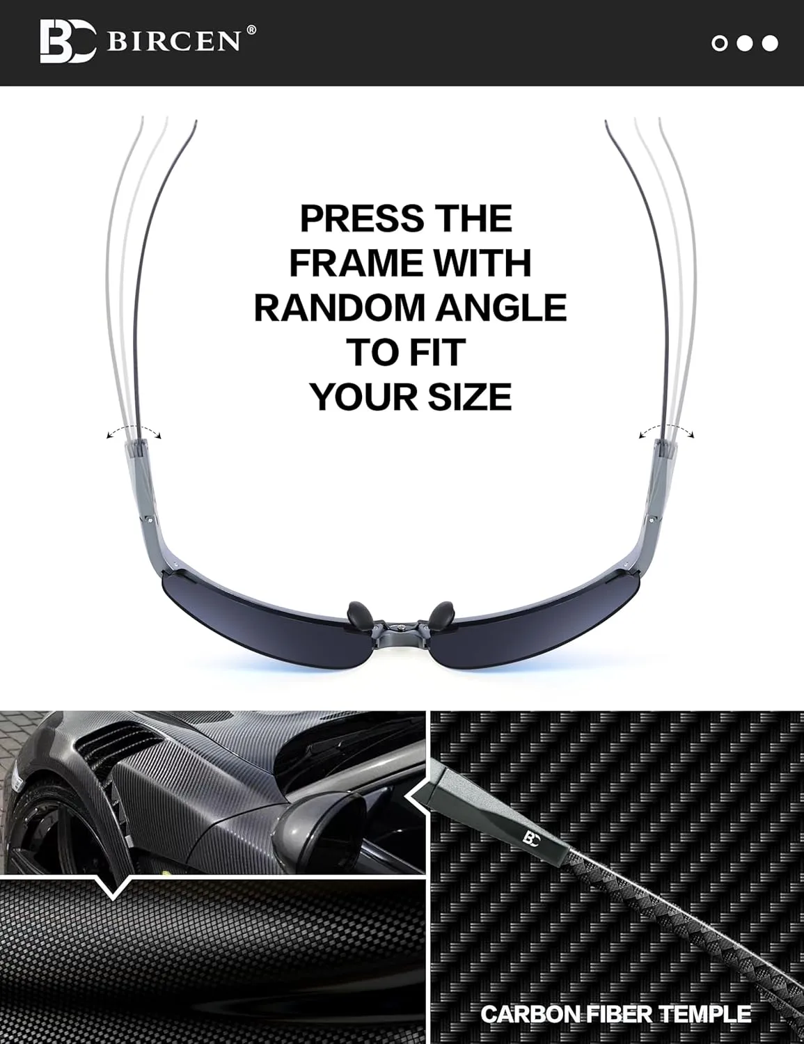 BIRCEN Polarized Carbon-Fiber Sunglasses for Men: Ultralight UV Protection Sun Glasses for Outdoor Sports Fishing Golf Hiking