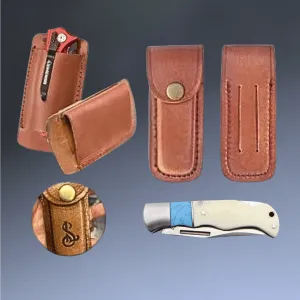 Bison River Leather Sheaths for Survival Knives with Personalized Engraving