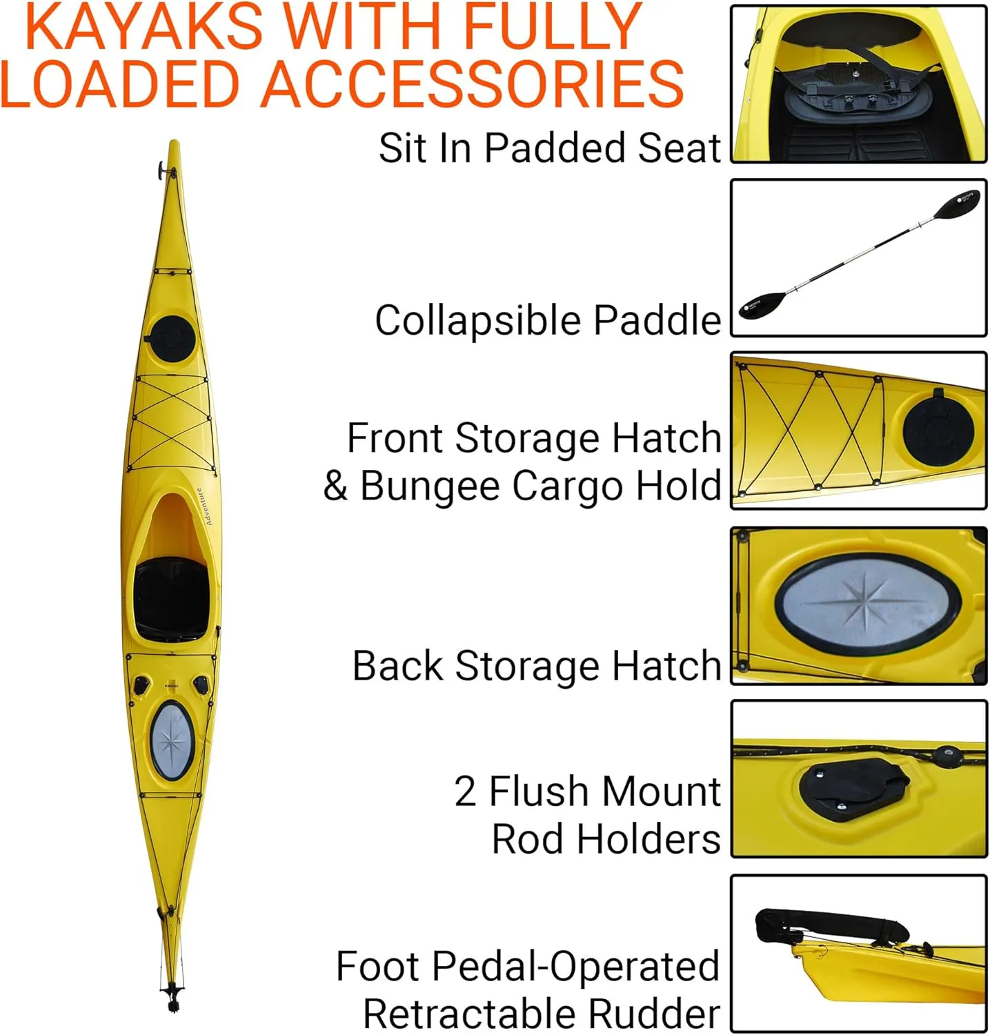 BKC SK287 Angler Touring Kayak – 14.75-Foot Solo Distance Sit-in Travel Kayak for Open Water Paddling, Collapsible Paddle Included