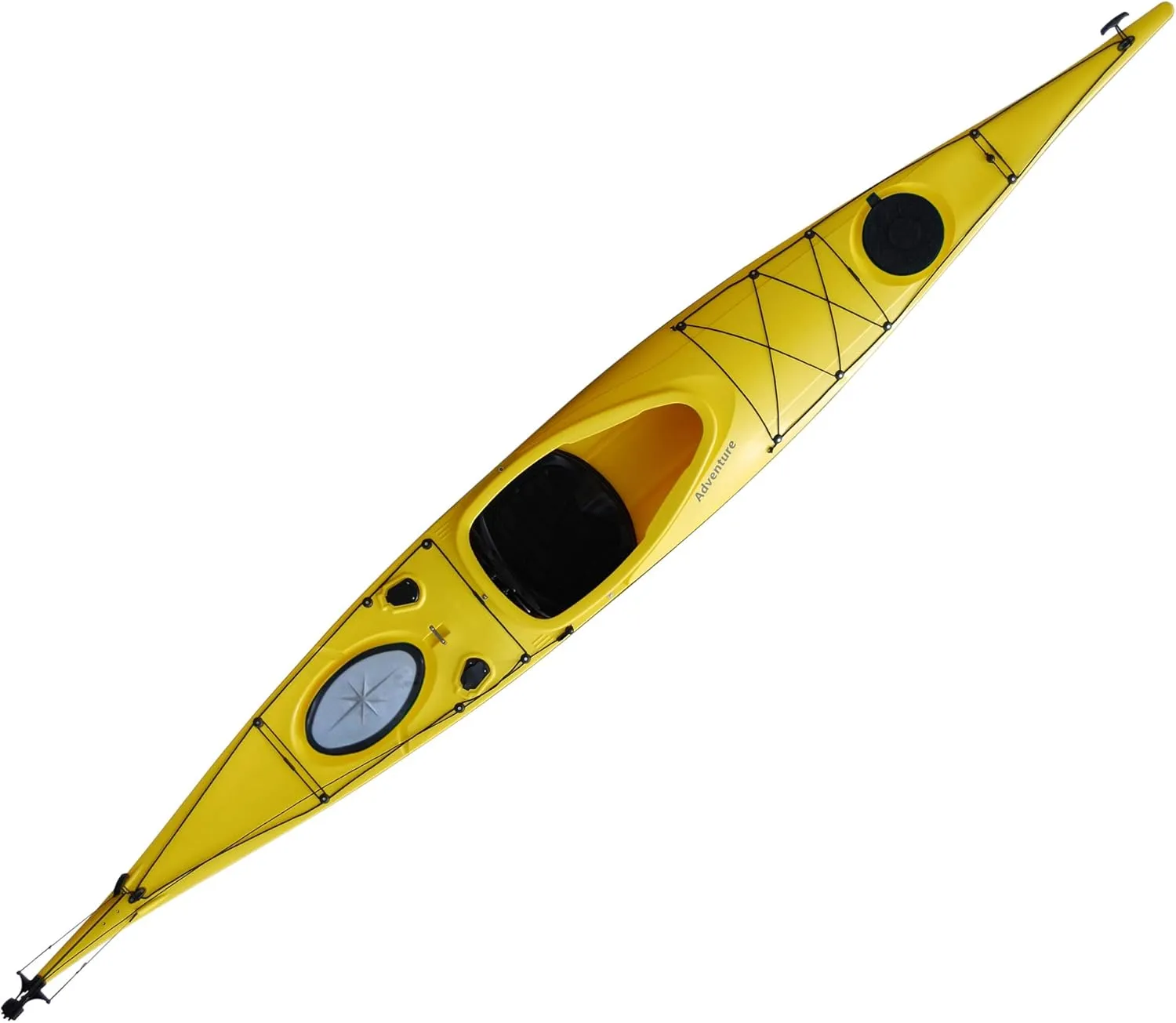 BKC SK287 Angler Touring Kayak – 14.75-Foot Solo Distance Sit-in Travel Kayak for Open Water Paddling, Collapsible Paddle Included