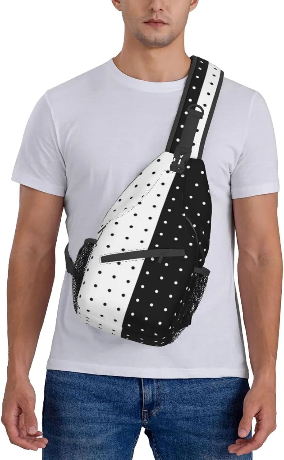 Black and White Sling Bag, Funny Crossbody Backpack Shoulder Chest Bag for Women Men Travel Hiking Daypack