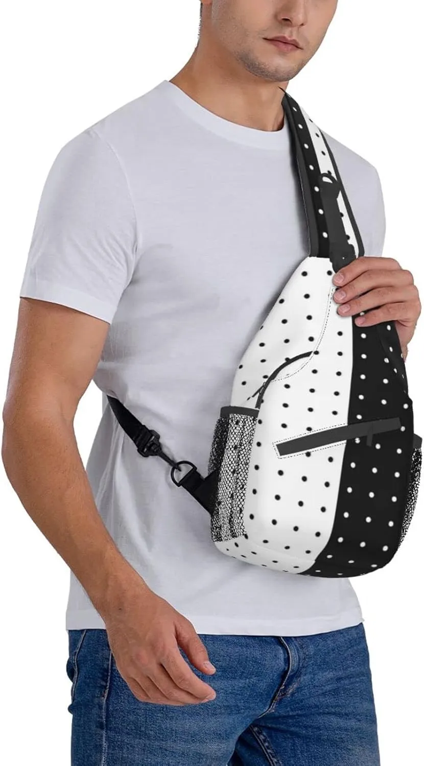 Black and White Sling Bag, Funny Crossbody Backpack Shoulder Chest Bag for Women Men Travel Hiking Daypack