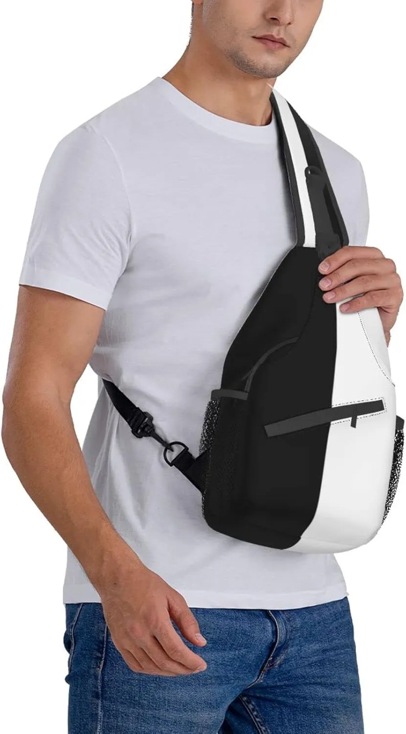 Black and White Sling Bag, Funny Crossbody Backpack Shoulder Chest Bag for Women Men Travel Hiking Daypack