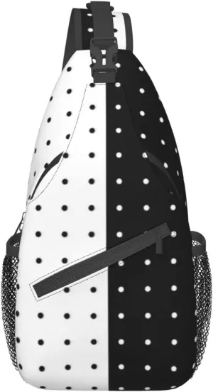 Black and White Sling Bag, Funny Crossbody Backpack Shoulder Chest Bag for Women Men Travel Hiking Daypack