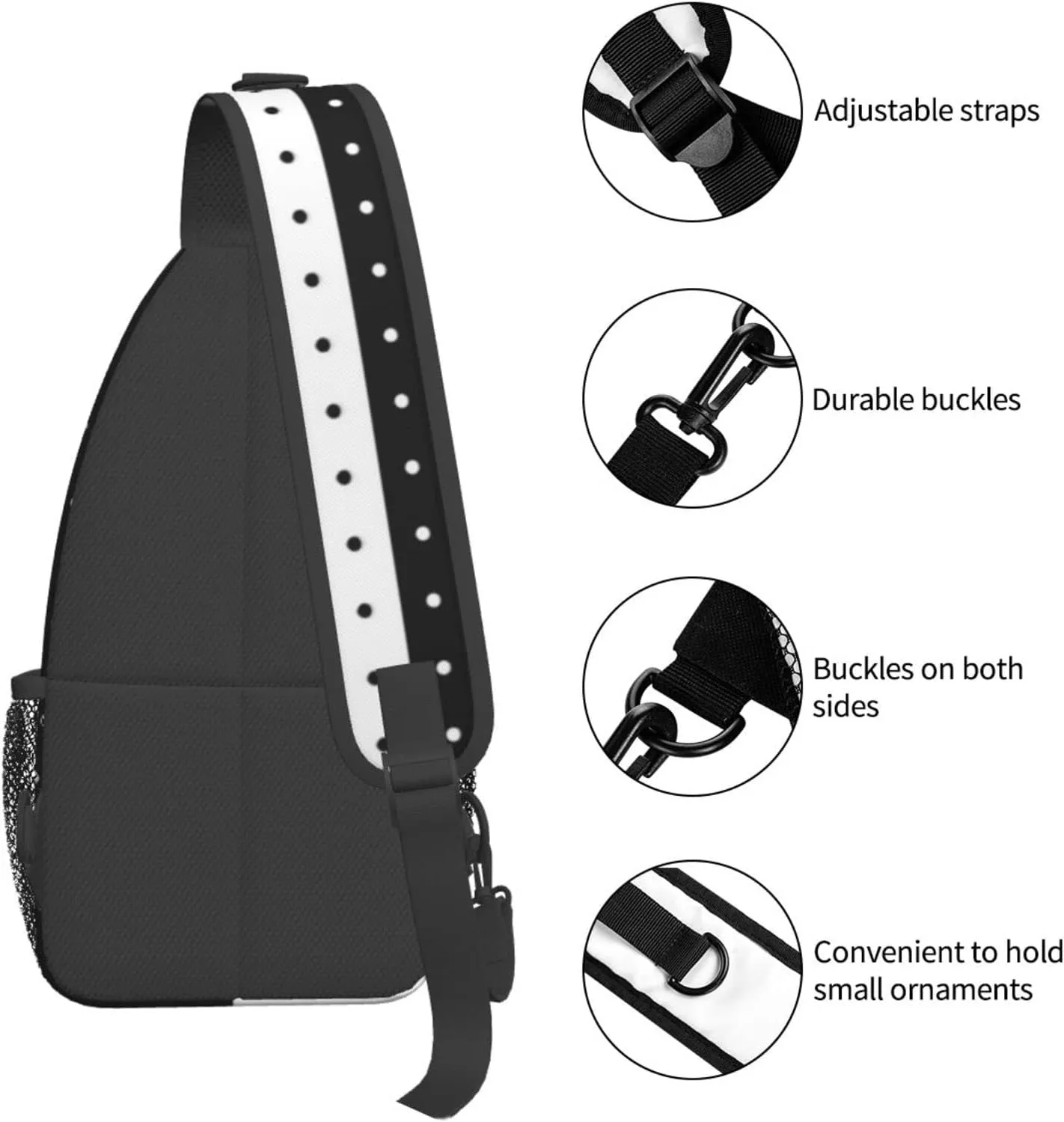 Black and White Sling Bag, Funny Crossbody Backpack Shoulder Chest Bag for Women Men Travel Hiking Daypack