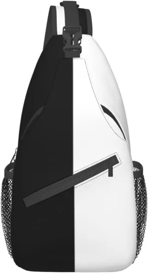 Black and White Sling Bag, Funny Crossbody Backpack Shoulder Chest Bag for Women Men Travel Hiking Daypack
