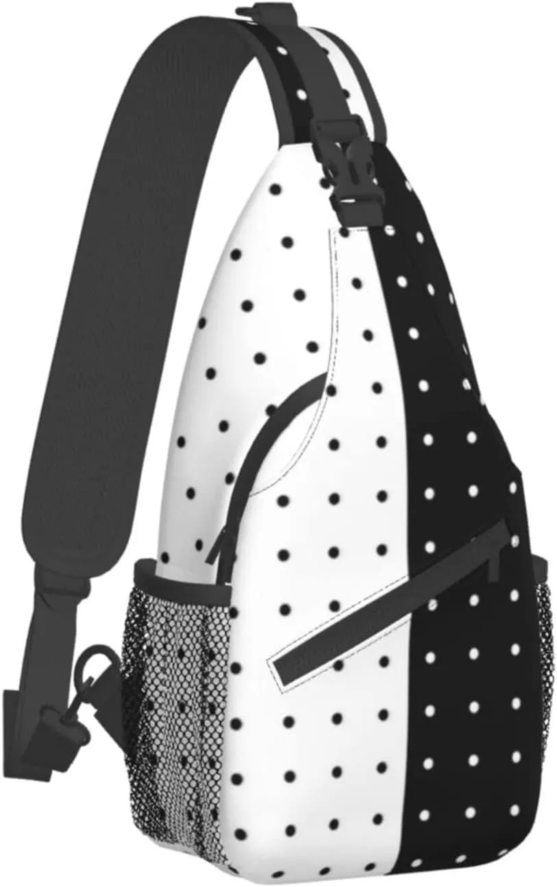 Black and White Sling Bag, Funny Crossbody Backpack Shoulder Chest Bag for Women Men Travel Hiking Daypack