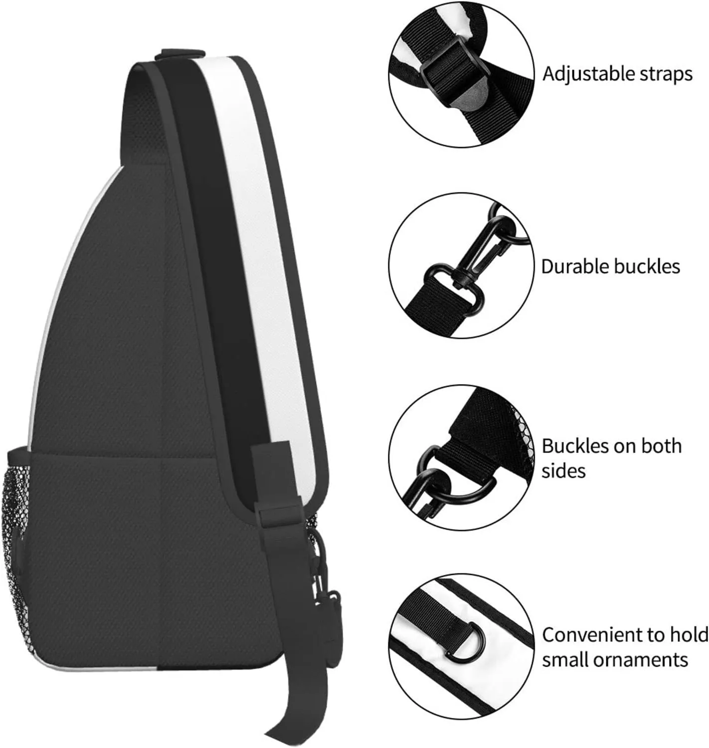 Black and White Sling Bag, Funny Crossbody Backpack Shoulder Chest Bag for Women Men Travel Hiking Daypack