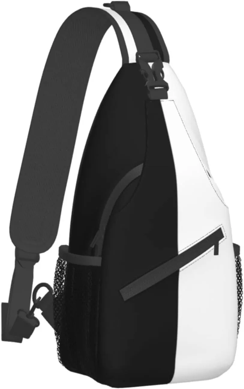 Black and White Sling Bag, Funny Crossbody Backpack Shoulder Chest Bag for Women Men Travel Hiking Daypack