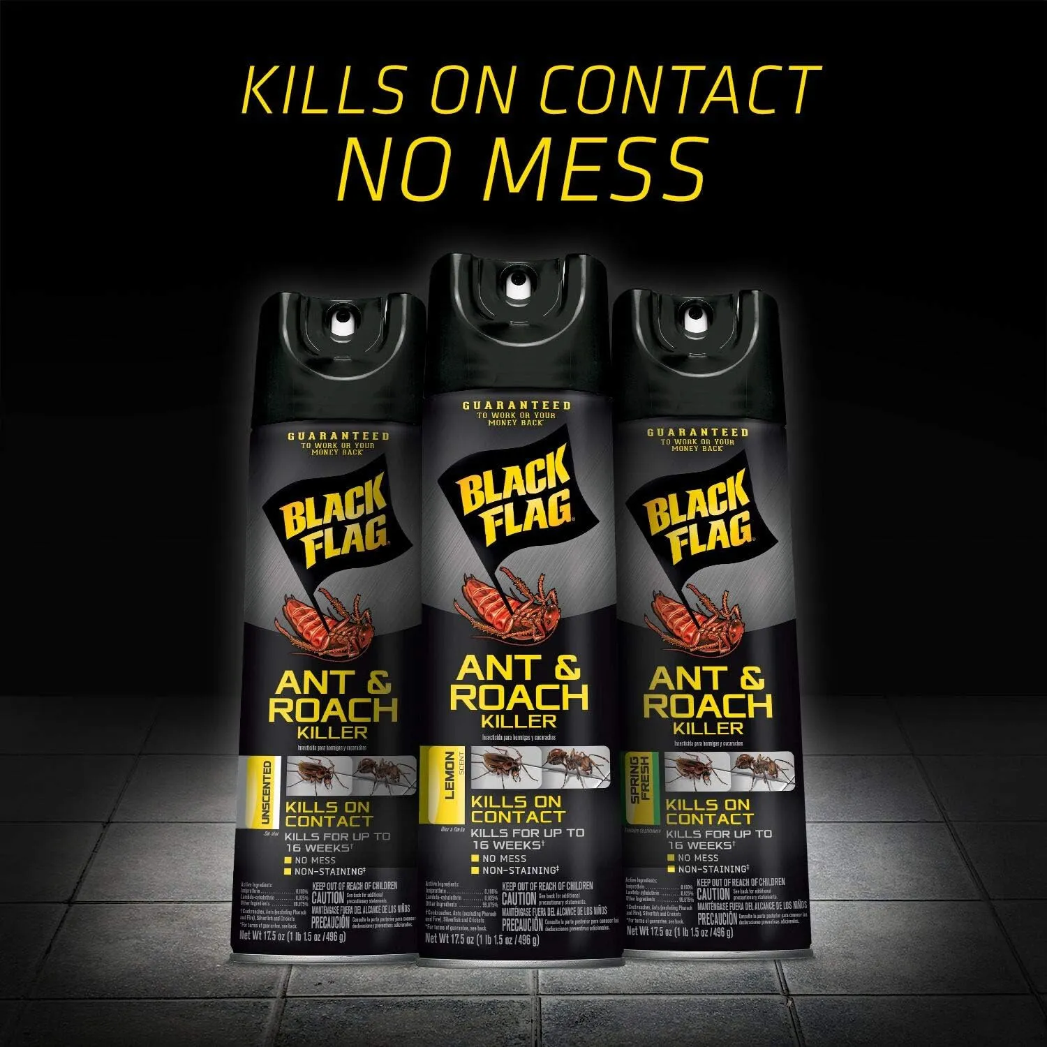 Black Flag Ant & Roach Killer Aerosol, Lemon Scent, 17.5-Ounce, 12-Pack