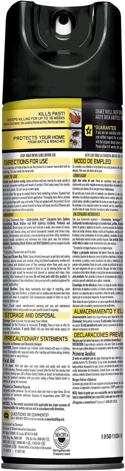 Black Flag Ant & Roach Killer Aerosol, Lemon Scent, 17.5-Ounce, 12-Pack
