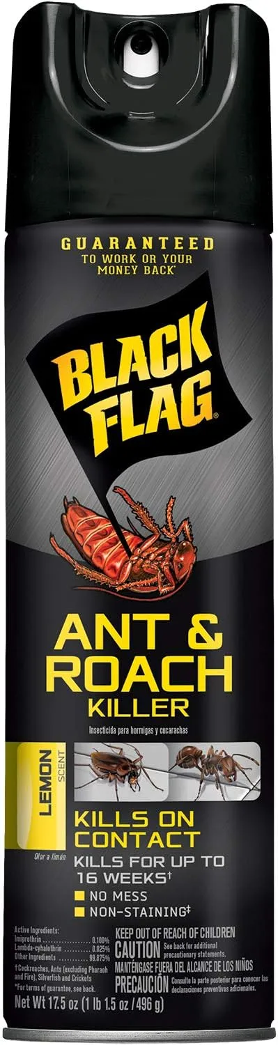Black Flag Ant & Roach Killer Aerosol, Lemon Scent, 17.5-Ounce, 12-Pack