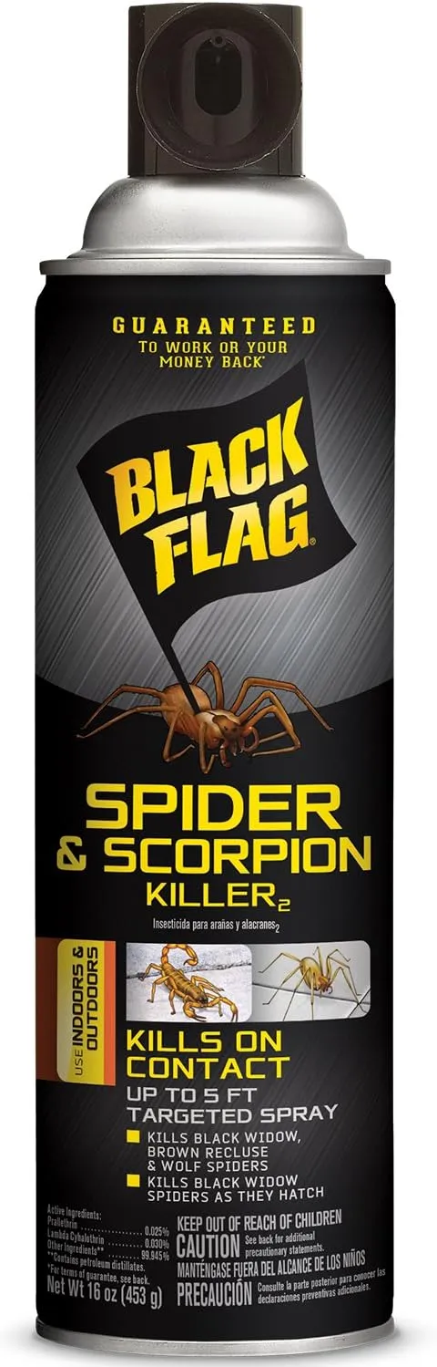 Black Flag Spider and Scorpion Killer 16 Ounces, Aerosol Insecticide SprayAdditional Product Name: Black Flag Spider and Scorpion Killer 16 Ounces, Aerosol Insecticide Spray 12 pack