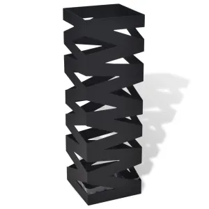 Black Square Umbrella Stand Storage Holder Walking Stick Steel 19.1"