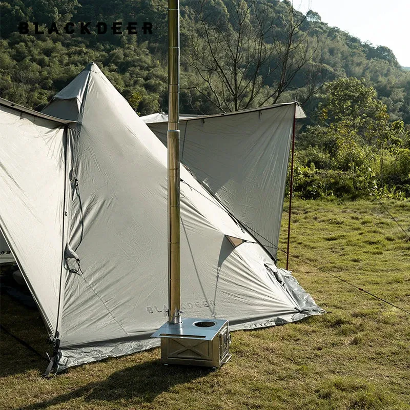 BLACKDEER Outdoor 304 Stainless Steel Tent Wood Stove with Pipes, Portable Camping Firewood Stove for Cooking 255mm