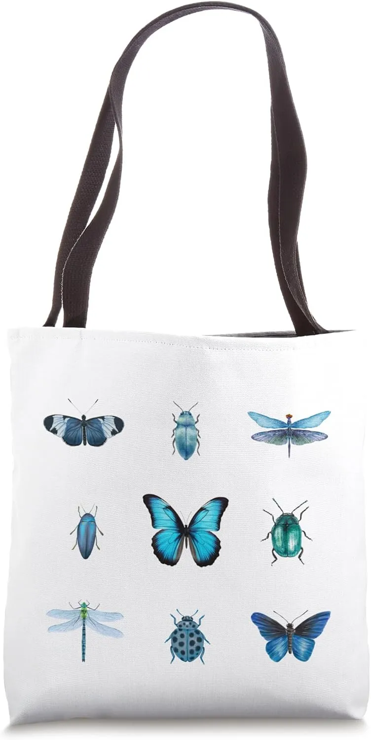 Blue Insect Specimen Collection Design by Gilded Lillie Tote Bag