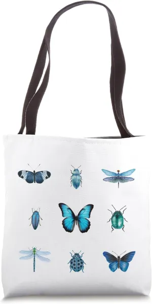 Blue Insect Specimen Collection Design by Gilded Lillie Tote Bag