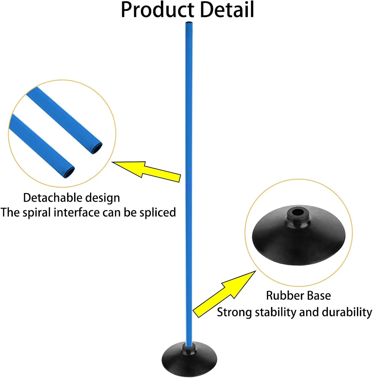 Blue Soccer Agility Poles Set Detachable Sports Trainning Speed Pole Slalom Poles with Rubber Base Sport Traning Equipment