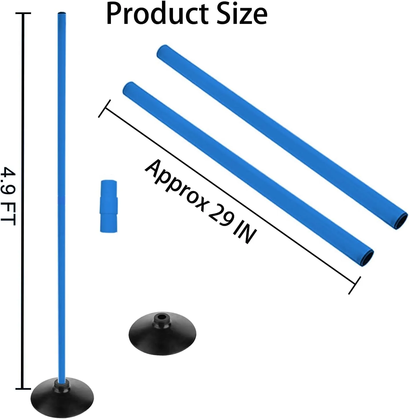 Blue Soccer Agility Poles Set Detachable Sports Trainning Speed Pole Slalom Poles with Rubber Base Sport Traning Equipment